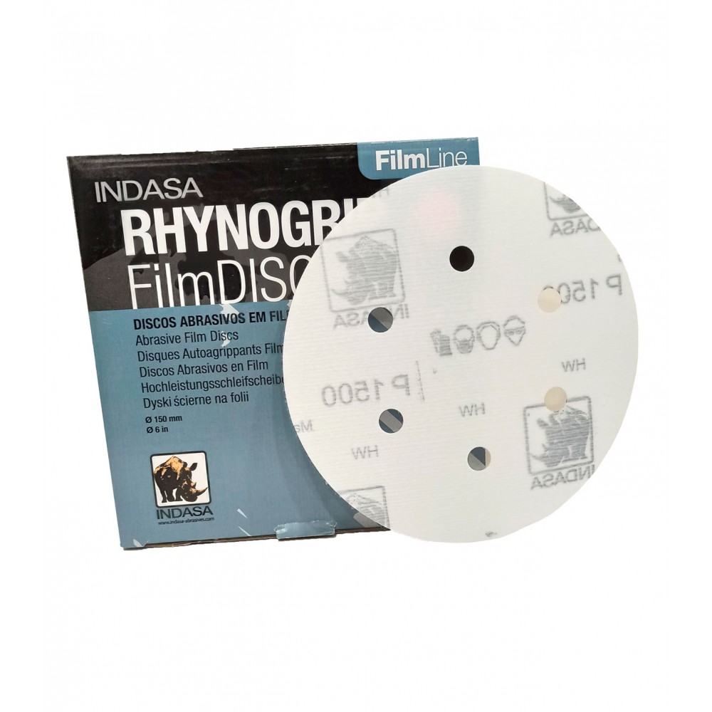 Абразивні диски INDASA RHYNOGRIP FILM LINE на 6 отворів ( 150мм), Р 1000