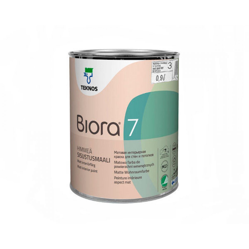 Інтер'єрна миюча фарба для стін TEKNOS Biora 7 матова  (Прозора), 0.9 л